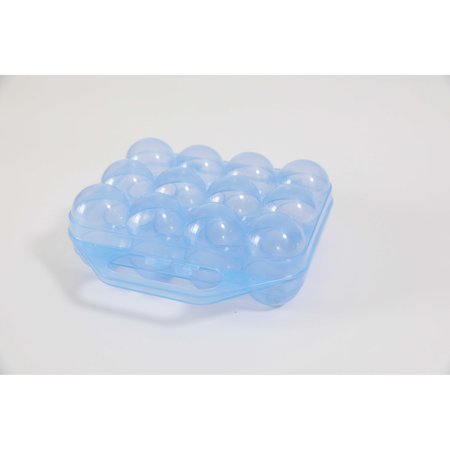 Basicwise Clear Plastic Egg Carton, 12 Egg Holder Carrying Case with Handle, Blue QI003329B
